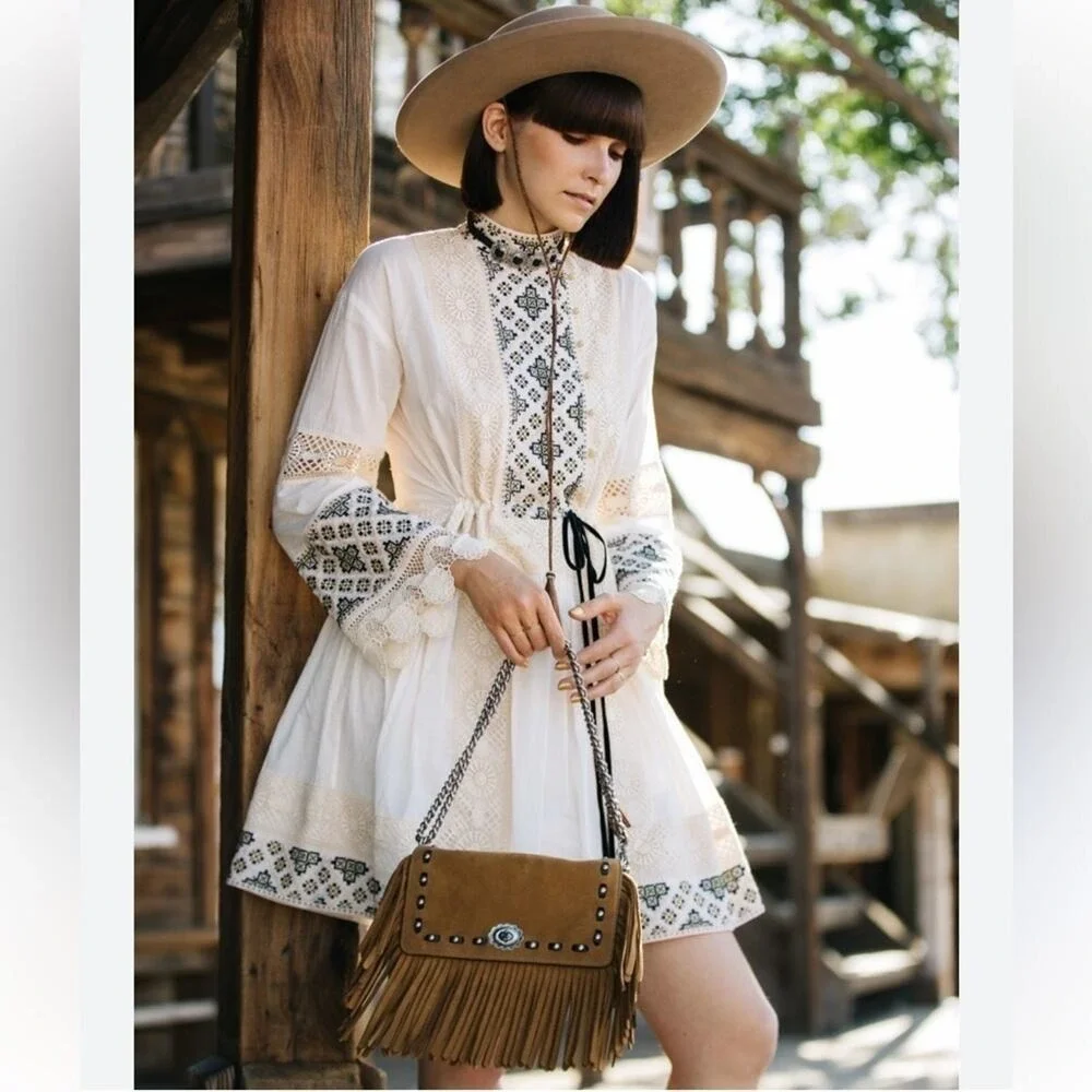 Tory Burch Carlotta Lace Trimmed Embroidered Cotton Voile Mini Dress Prairie 8